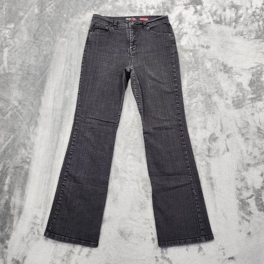 Style & Co Jeans Womens 8 Gray Charcoal High Rise Bootcut‎ Tummy Control Stretch